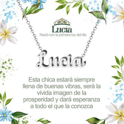 Collar Nombre  Lucía Acero color Plateado