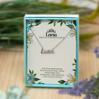 Collar Nombre  Lucía Acero color Plateado