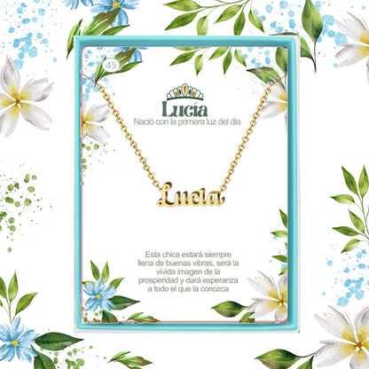 Collar Nombre  Lucía Acero color Dorado