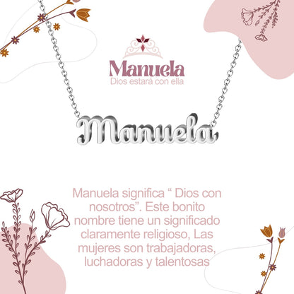 Collar Nombre  Manuela Acero color Plateado