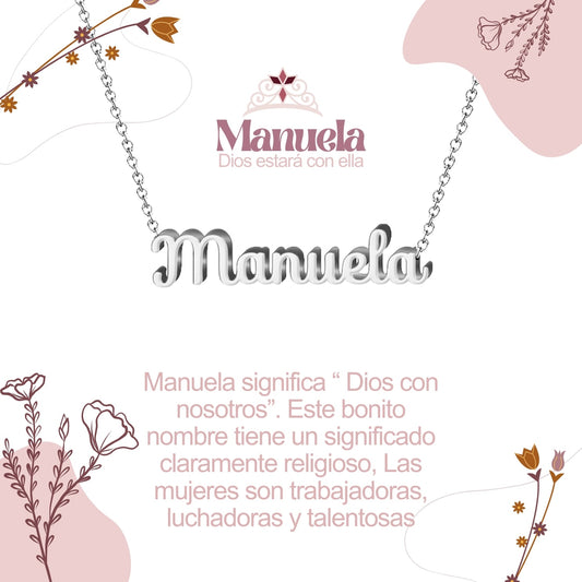 Collar Nombre  Manuela Acero color Plateado