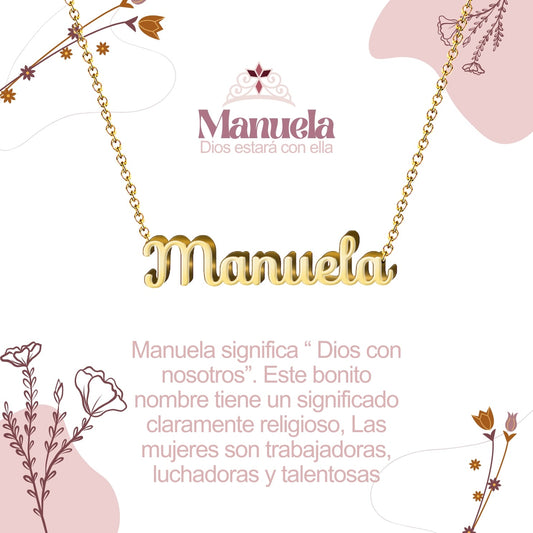 Collar Nombre  Manuela Acero color Dorado