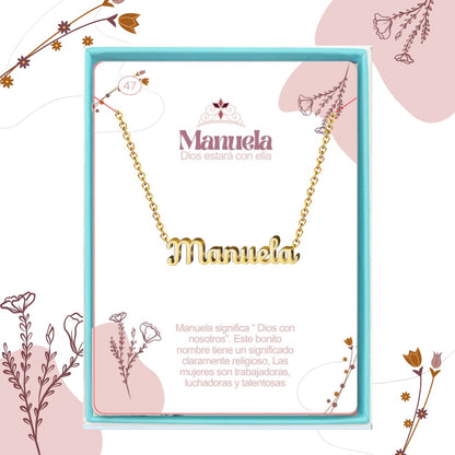 Collar Nombre  Manuela Acero color Dorado