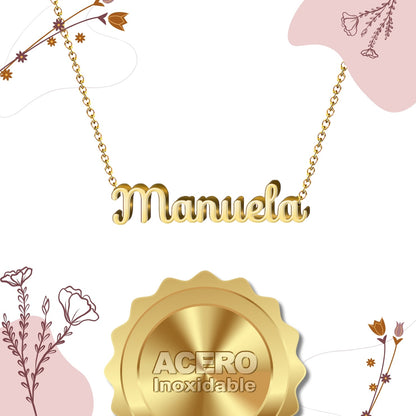 Collar Nombre  Manuela Acero color Dorado