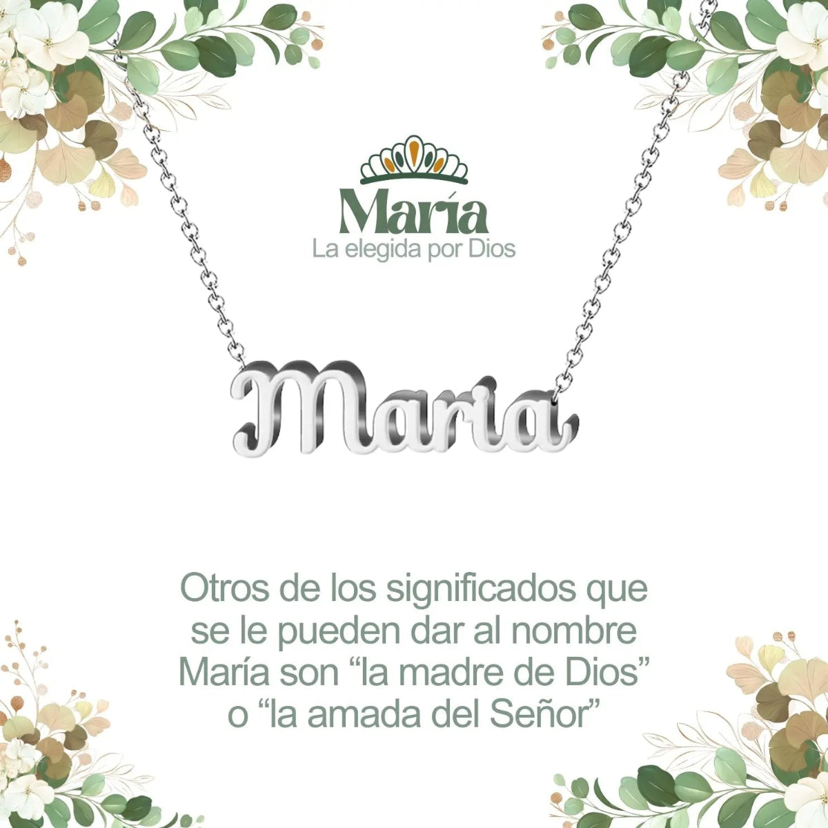 Collar con nombre María en acero inoxidable plateado resistente al agua joya versátil regalo para mujer.
