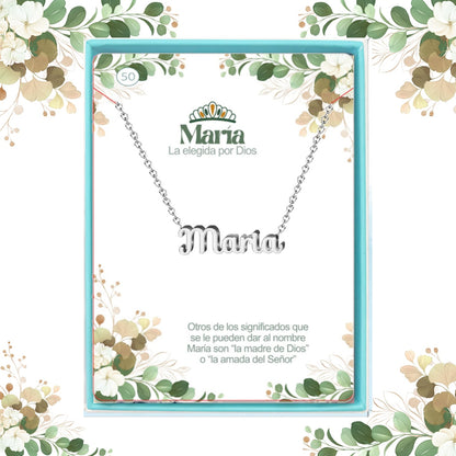 Collar Nombre  María Acero color Plateado