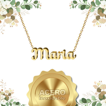 Collar Nombre  María Acero color Dorado