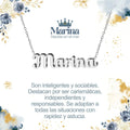 Collar con nombre Marina en acero inoxidable plateado resistente al agua joya veraniega regalo para mujer playera.