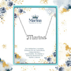 Collar Edición Nombre "marina" - Acero Tono Plateado acabado