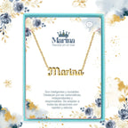 Collar Edición Nombre "marina" - el Tesoro del Mar Dorado 14K acabado