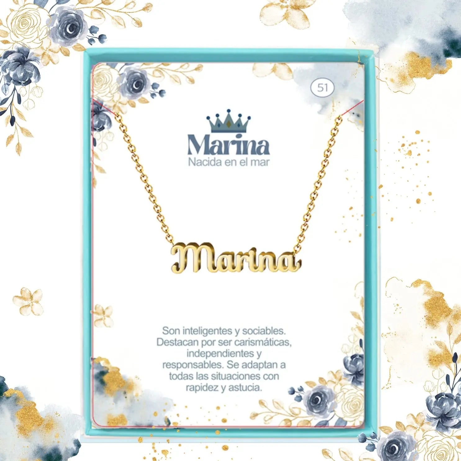 Collar con Nombre Marina - Acero Inoxidable Dorado - cotigo