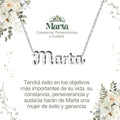 Collar con nombre Marta en acero inoxidable plateado resistente al agua joya fuerte regalo para mujer práctica.