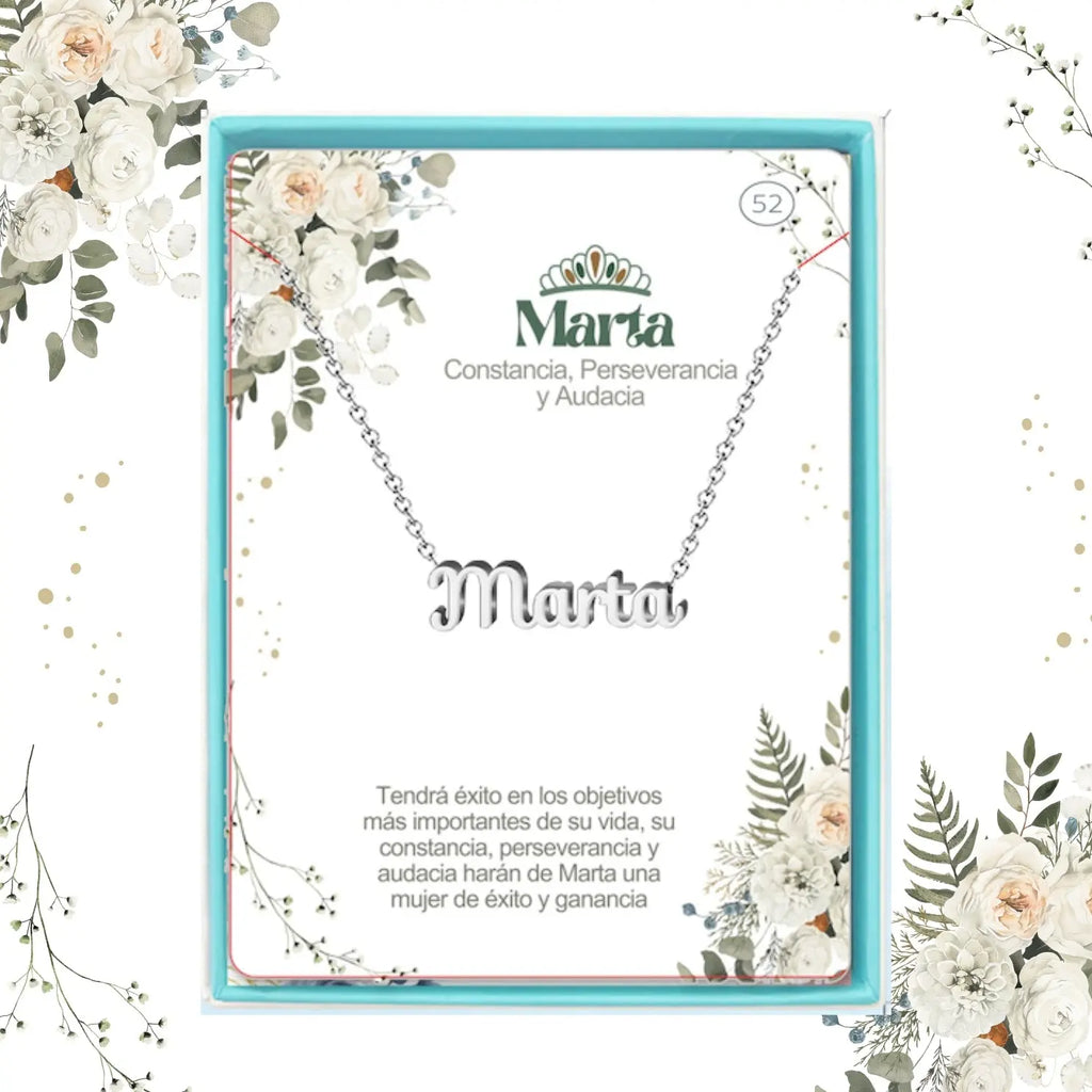 Collar Edición Nombre "marta" - Acero Tono Plateado acabado