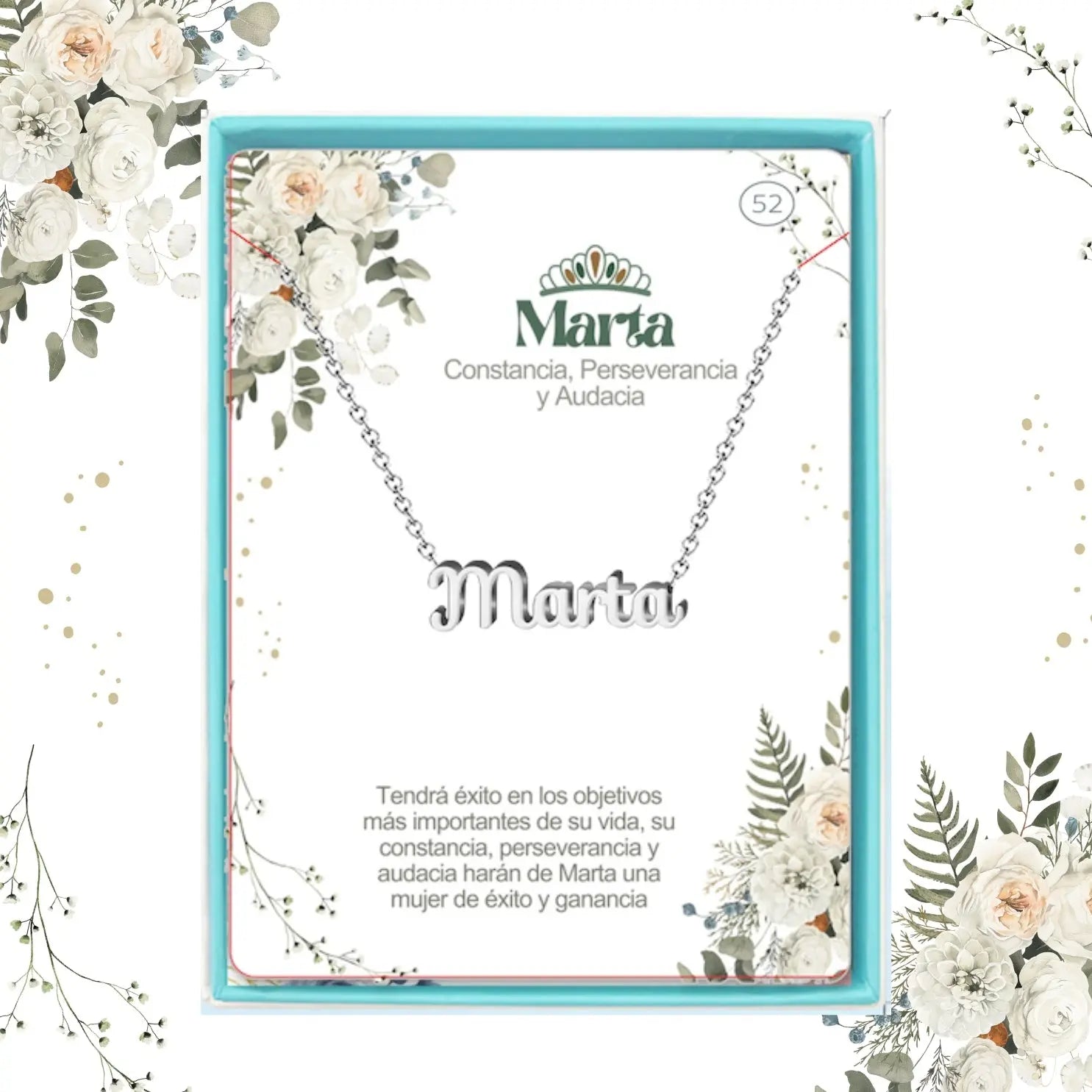 Collar Edición Nombre "marta" - Acero Tono Plateado acabado