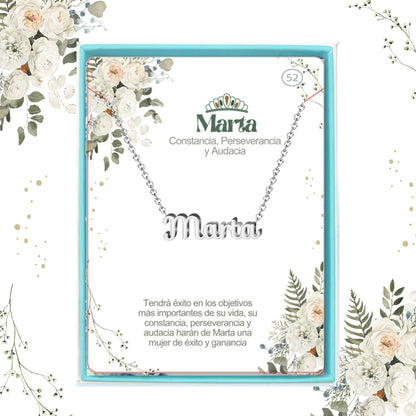 Collar Nombre  Marta Acero color Plateado