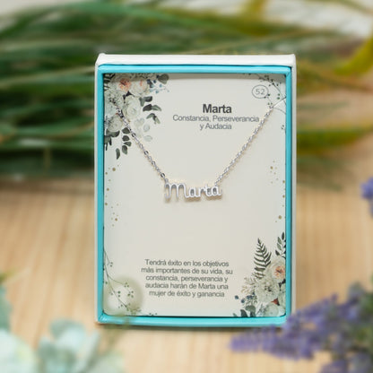 Collar Nombre  Marta Acero color Plateado
