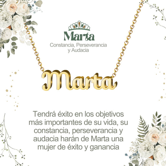 Collar Nombre  Marta Acero color Dorado