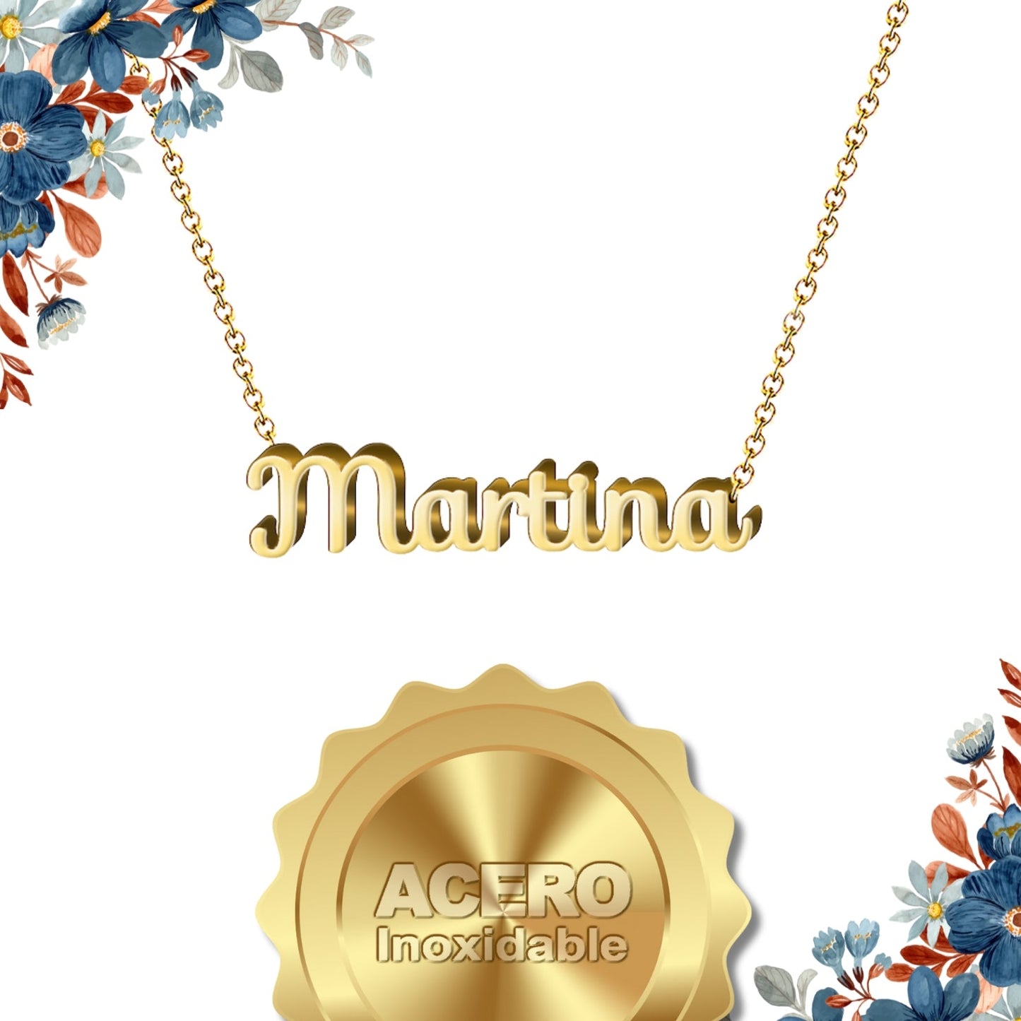 Collar Nombre  Martina Acero color Dorado