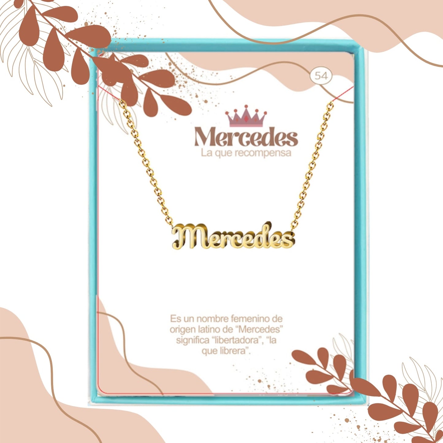 Collar Nombre  Mercedes Acero color Dorado