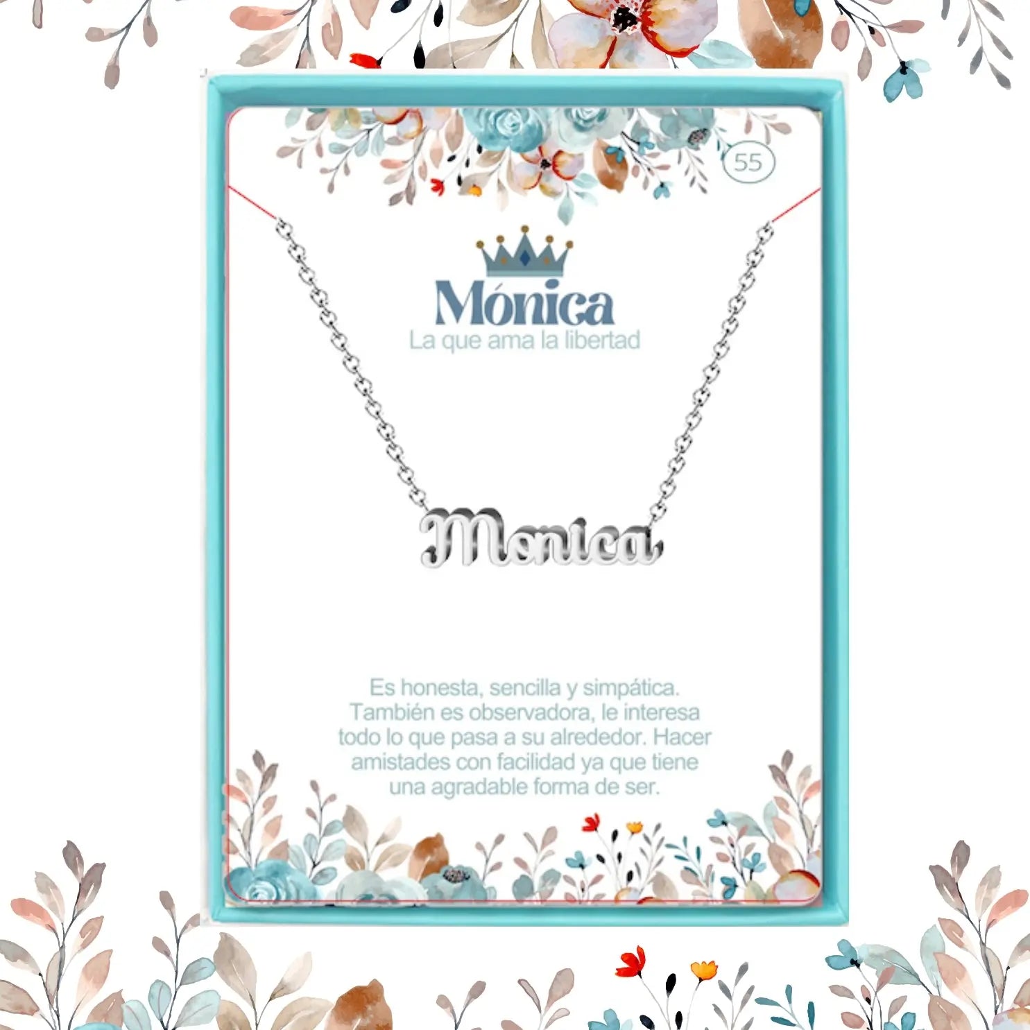 Collar con Nombre Monica - Acero Inoxidable Plateado - cotigo