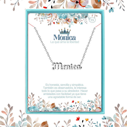 Collar Nombre  Monica Acero color Plateado
