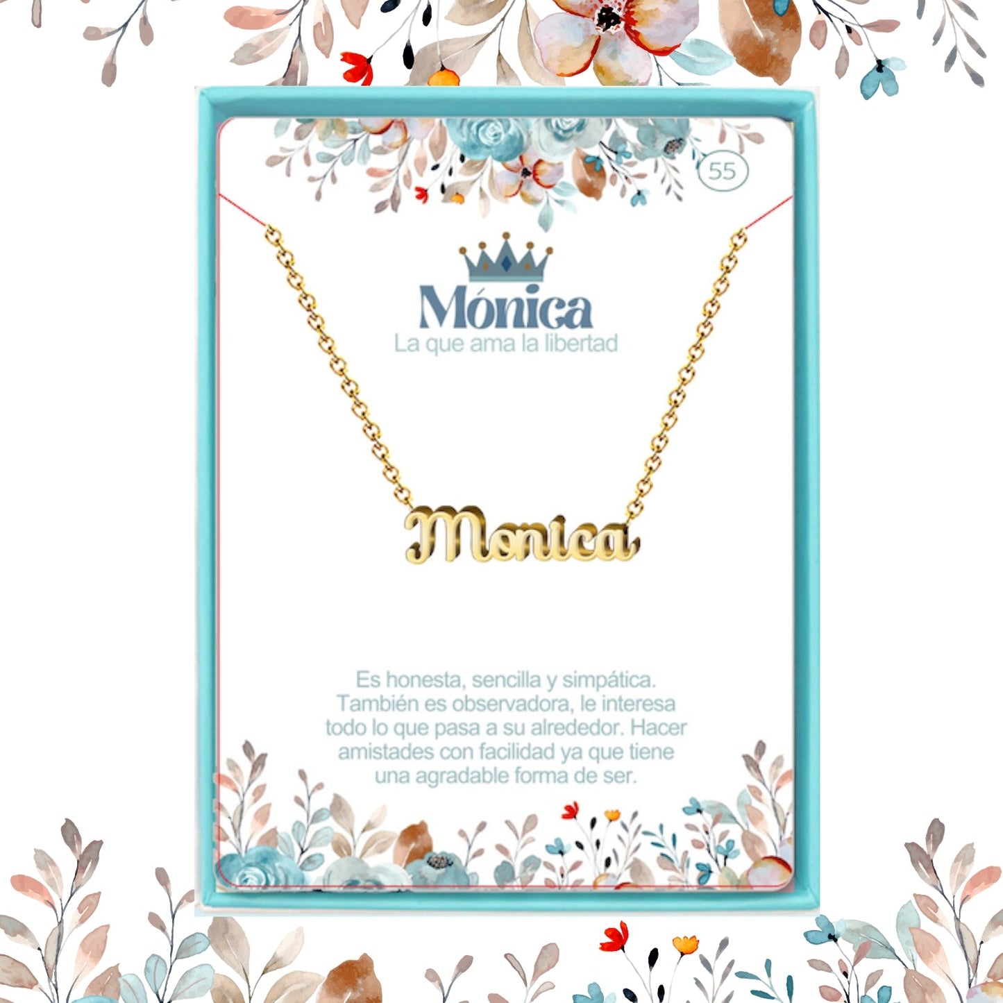 Collar Nombre  Monica Acero color Dorado
