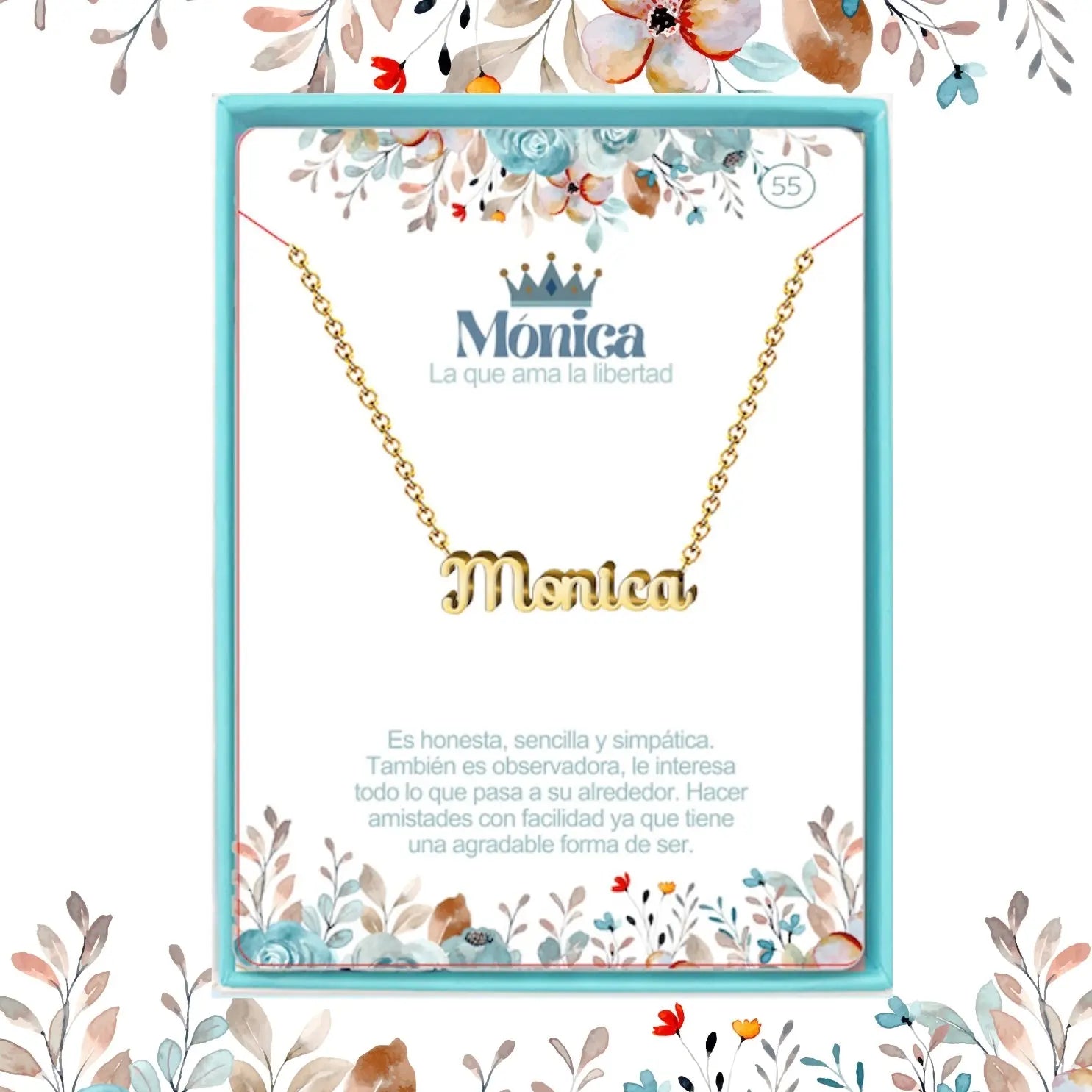 Collar con Nombre Monica - Acero Inoxidable Dorado - cotigo