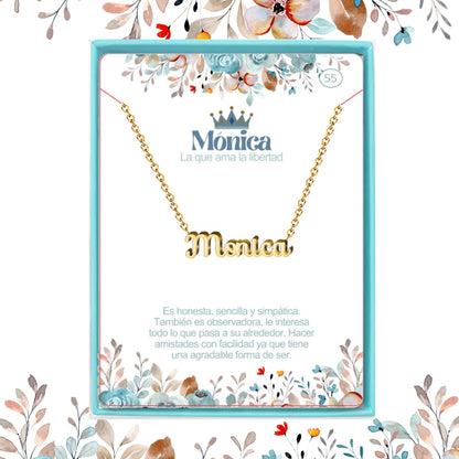 Collar Nombre  Monica Acero color Dorado