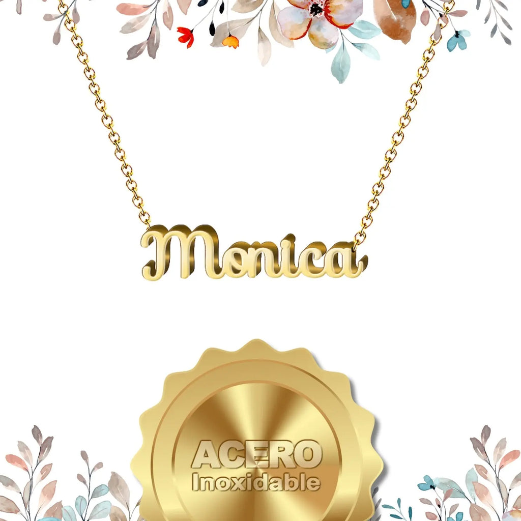 Collar Edición Nombre "mónica" - Exclusividad Y Sabiduría Dorado 14K textura