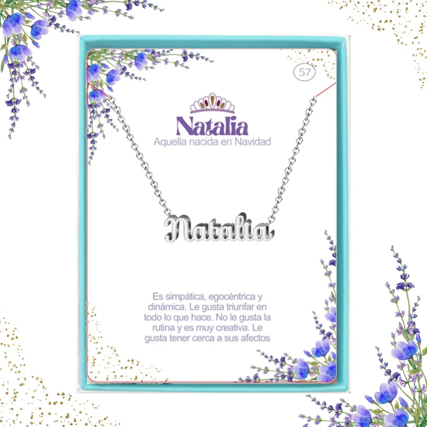 Collar con Nombre Natalia - Acero Inoxidable Plateado - cotigo
