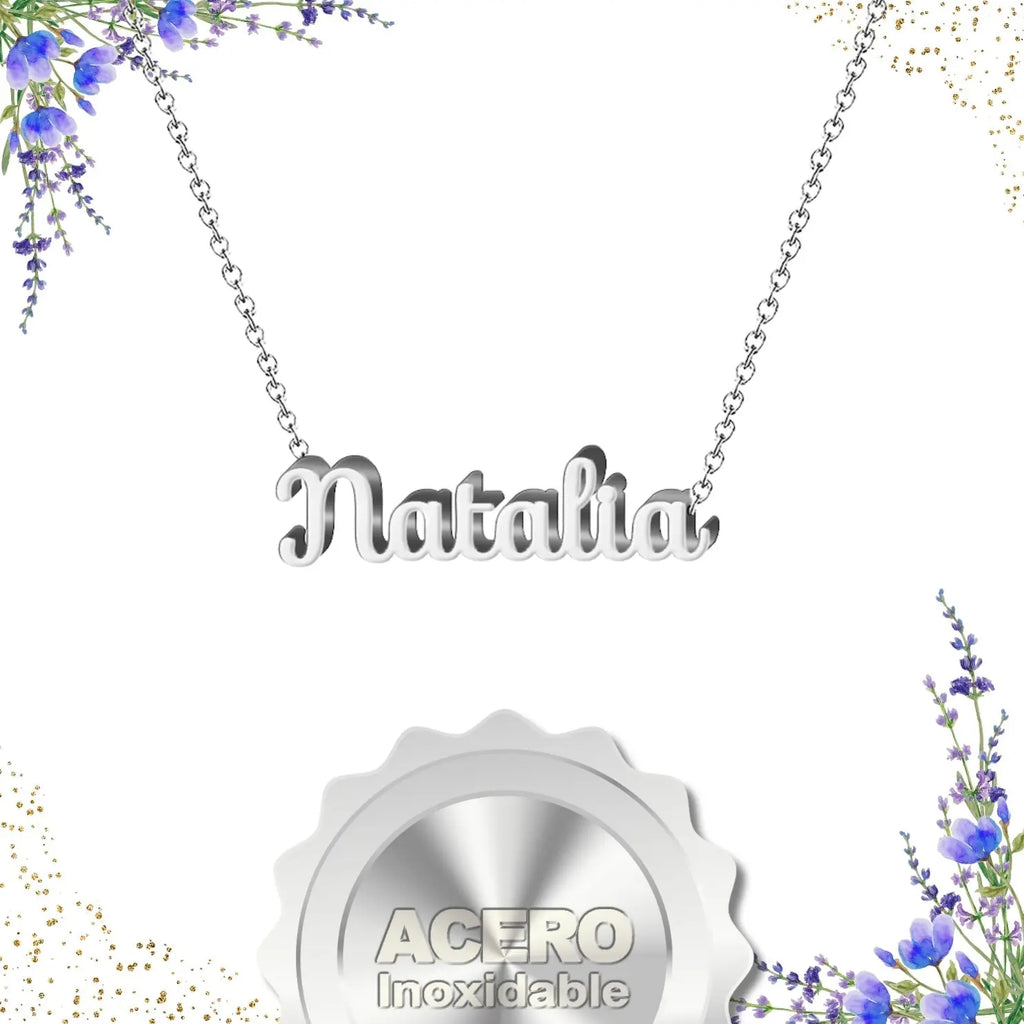 Collar Edición Nombre "natalia" - Acero Tono Plateado textura