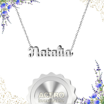 Collar Nombre  Natalia  Acero color Plateado