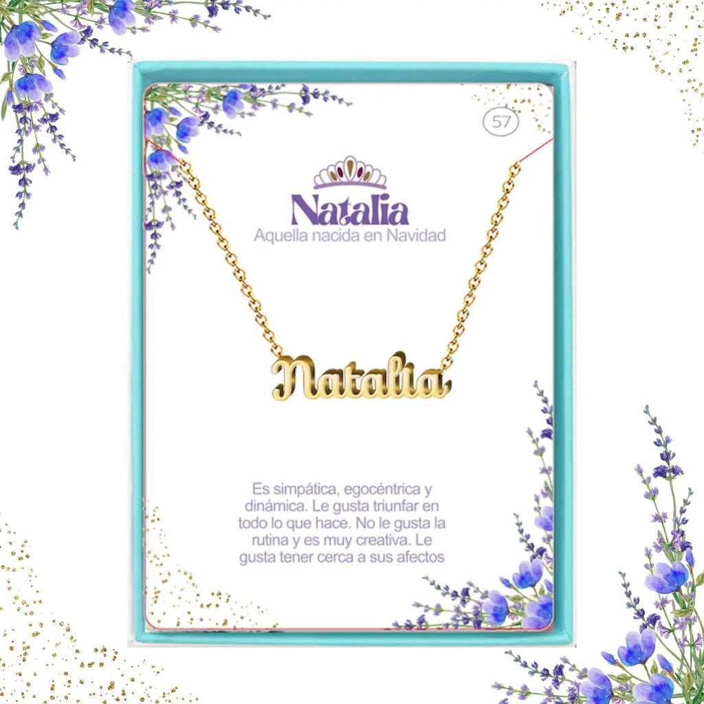 Collar Edición Nombre "natalia" - Celebración de Vida Bañada en Oro 14K acabado