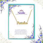 Collar Edición Nombre "natalia" - Celebración de Vida Bañada en Oro 14K acabado