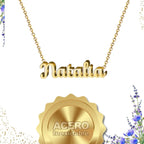 Collar Edición Nombre "natalia" - Celebración de Vida Bañada en Oro 14K textura