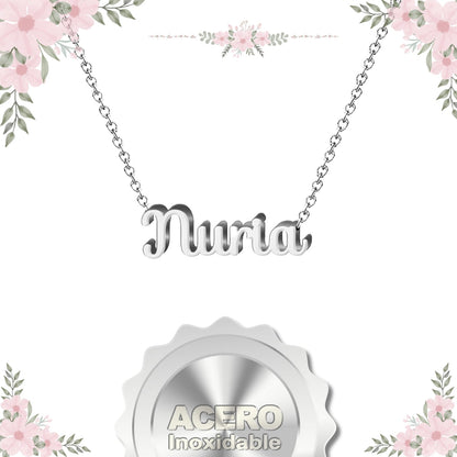 Collar Nombre  Núria Acero color Plateado