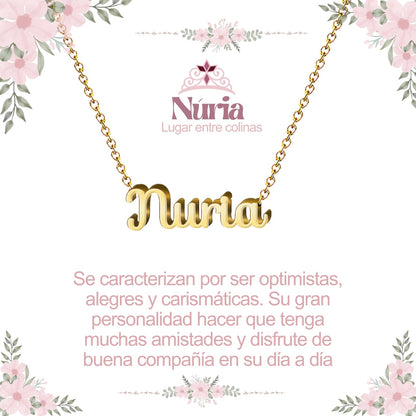 Collar Nombre  Núria Acero color Dorado