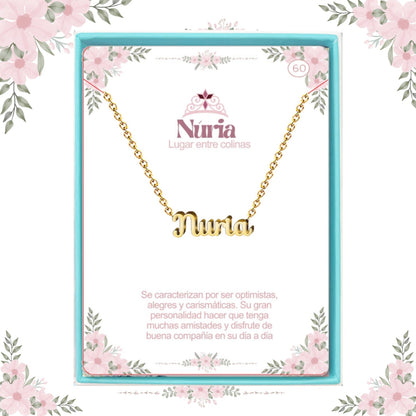 Collar Nombre  Núria Acero color Dorado