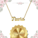 Collar Edición Nombre "nuria" - la Luz Que Guía Bañada en Oro 14K textura