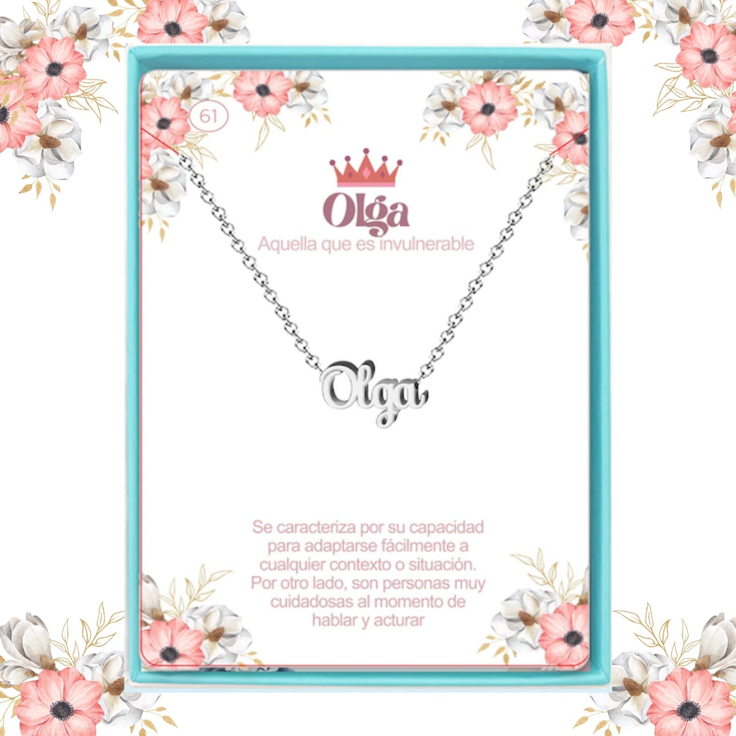 Collar Nombre  Olga Acero color Plateado