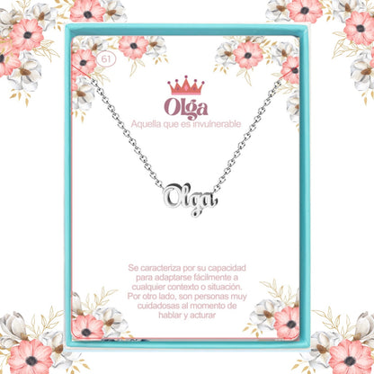 Collar Nombre  Olga Acero color Plateado