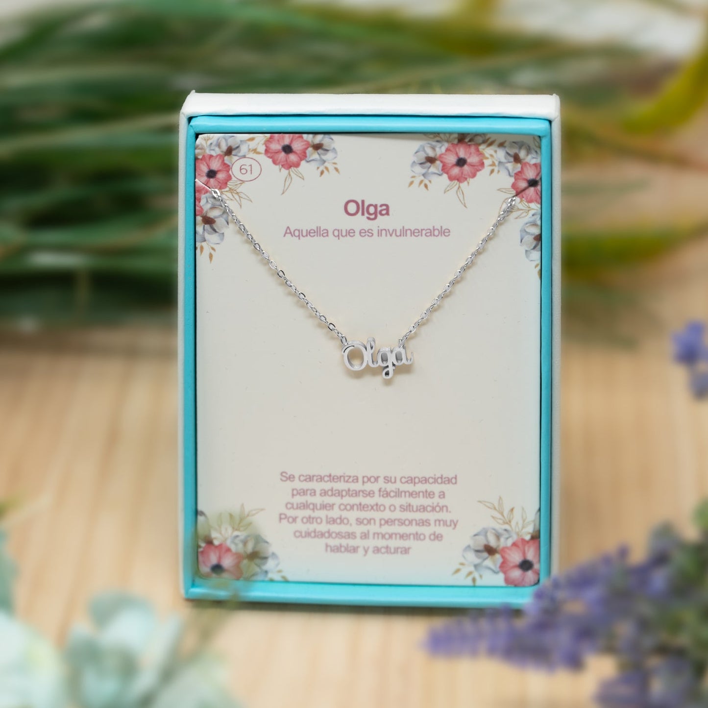 Collar Nombre  Olga Acero color Plateado