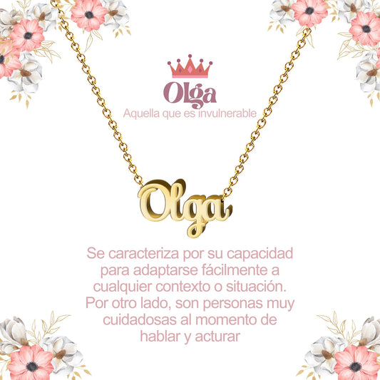 Collar Nombre  Olga Acero color Dorado