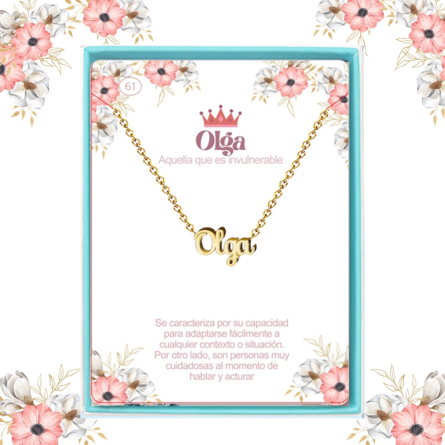 Collar Nombre  Olga Acero color Dorado