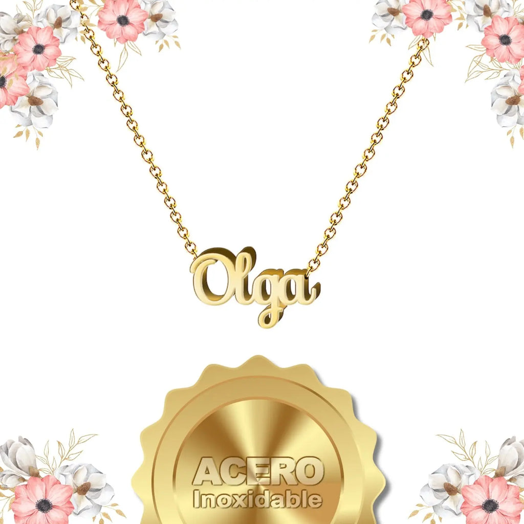 Collar Edición Nombre "olga" - Distinción Sagrada Bañada en Oro 14K textura