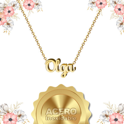 Collar Nombre  Olga Acero color Dorado