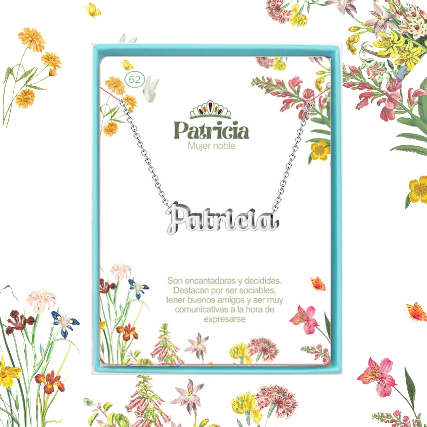 Collar Nombre  Patricia Acero color Plateado
