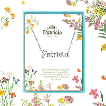 Collar Nombre  Patricia Acero color Plateado