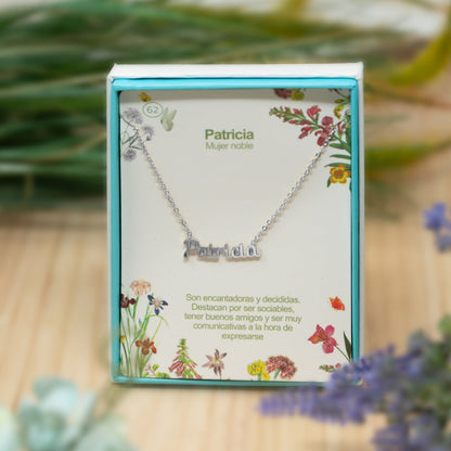 Collar Nombre  Patricia Acero color Plateado