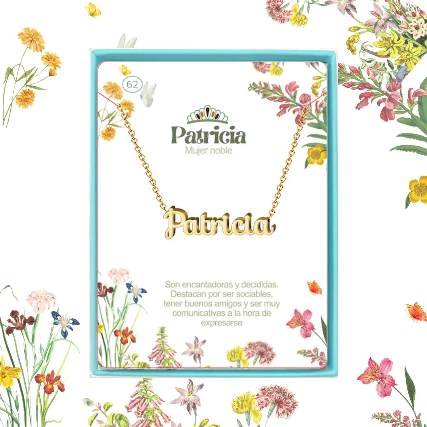 Collar Edición Nombre "patricia" - Símbolo de Nobleza Dorado 14K acabado